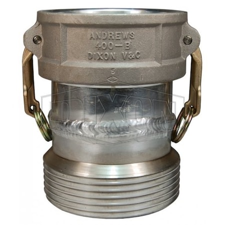 Dixon Cam and Groove Coupler, 4 in x 5-1/4-4 Nominal, Coupler x Male Tank Car Thread End Style, Aluminum 400DWX5TC